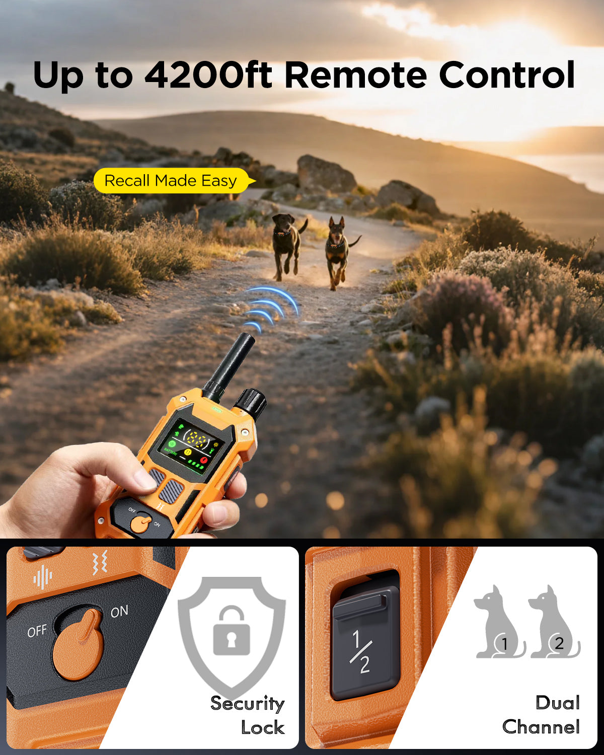 BLACKDOG Military Dog Shock Collar For 2 Dogs (orange)